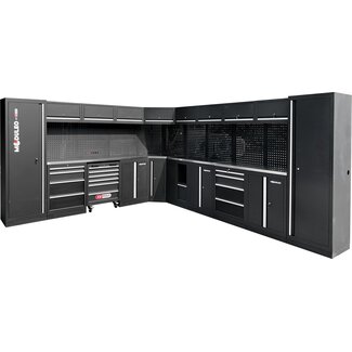 KS Tools Werkstatt-Schranksystem, L-Form, 3400 x 4080 mm, Variante 1
