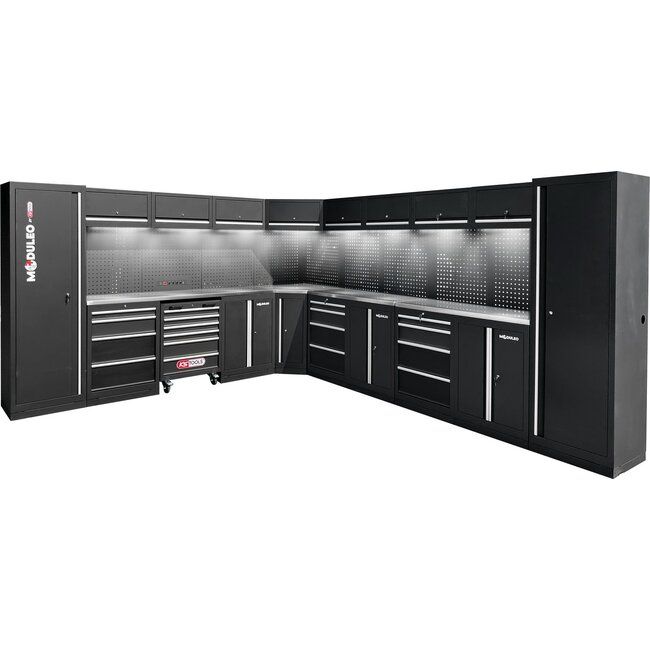 KS Tools Workshop cabinet system, L form, 3400 x 4080 mm, option 2 - 866.6280