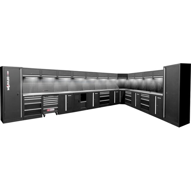KS Tools Workshop cabinet system, L form, 6120 x 4080 mm - 866.6305