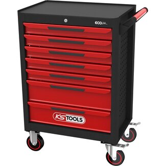 KS Tools ECOline ZWART/ROOD gereedschapswagen met 7 laden