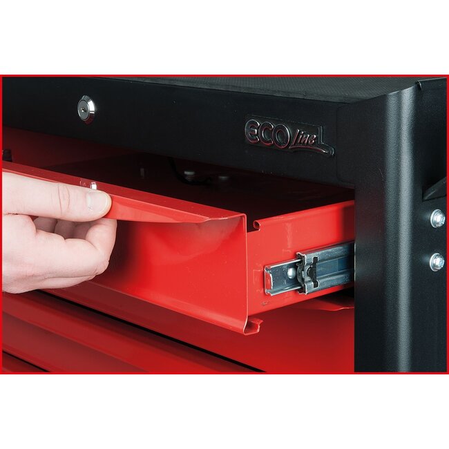 KS Tools ECOline SCHWARZ/ROT Werkstattwagen mit 7 Schubladen - 897.0007