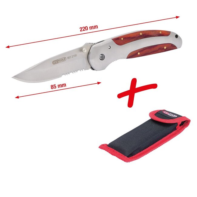 KS Tools Folding knife with locking mechanism, 220,0mm - 907.2190