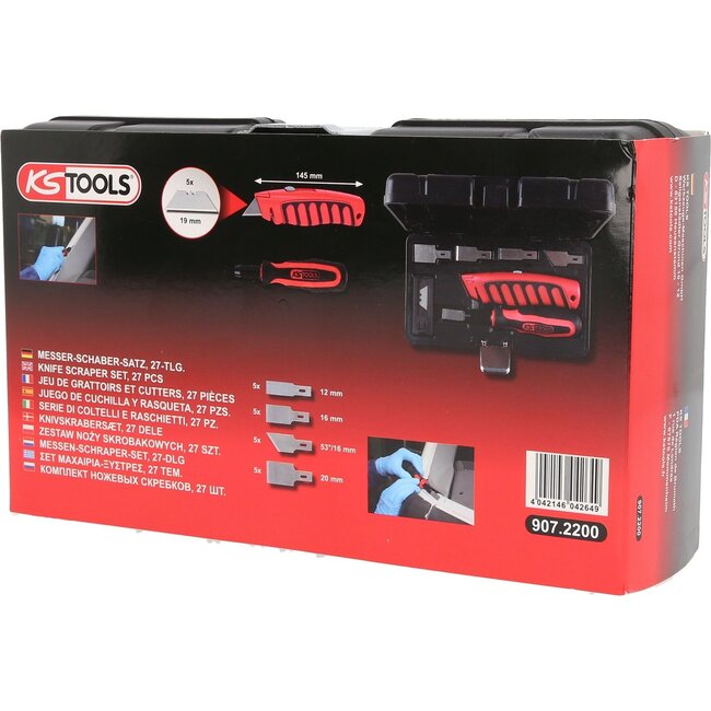 KS Tools Jeu de grattoirs et cutters, 27 pcs - 907.2200