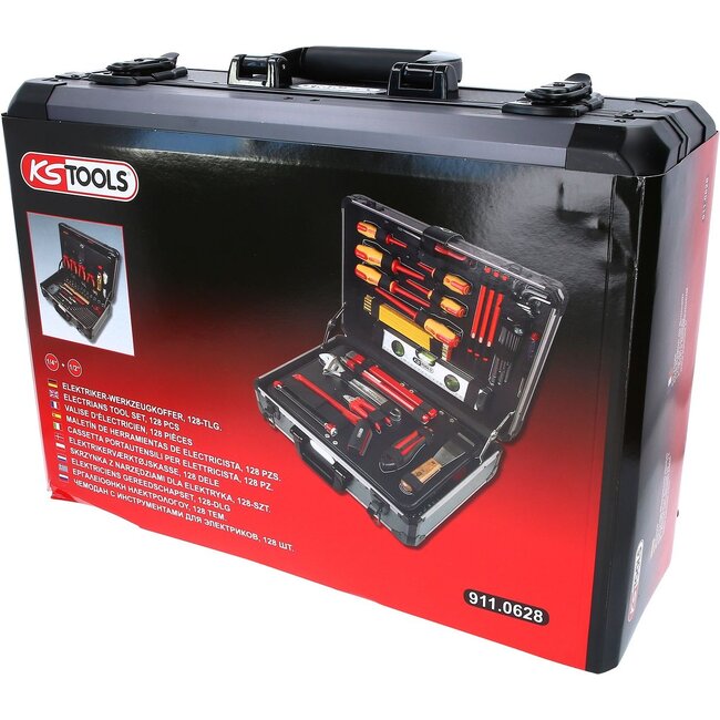 KS Tools 1/4" + 1/2" Electrians tool set, 128 pcs - 911.0628
