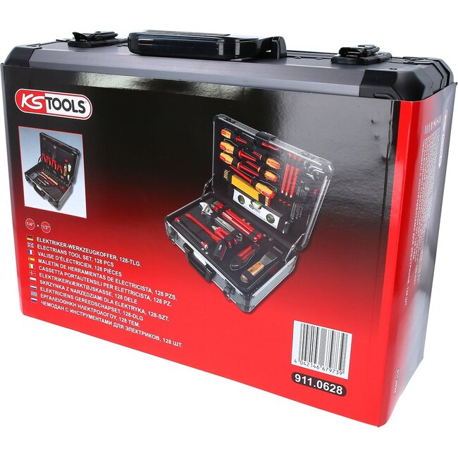KS Tools 1/4" + 1/2" Electrians tool set, 128 pcs - 911.0628