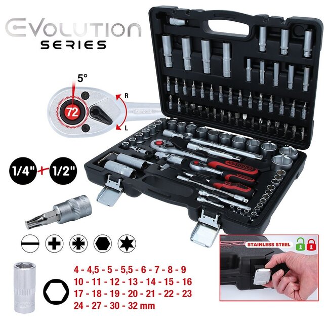 KS Tools 1/4"+1/2" Socket set, 94 pcs - 911.0694