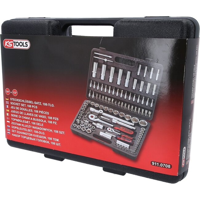 KS Tools 1/4"+1/2" Socket set, 108 pcs - 911.0708