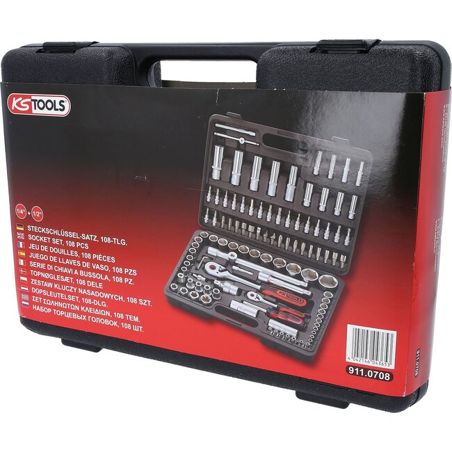 KS Tools 1/4"+1/2" Dopsleutelset - 108 - delig - 911.0708