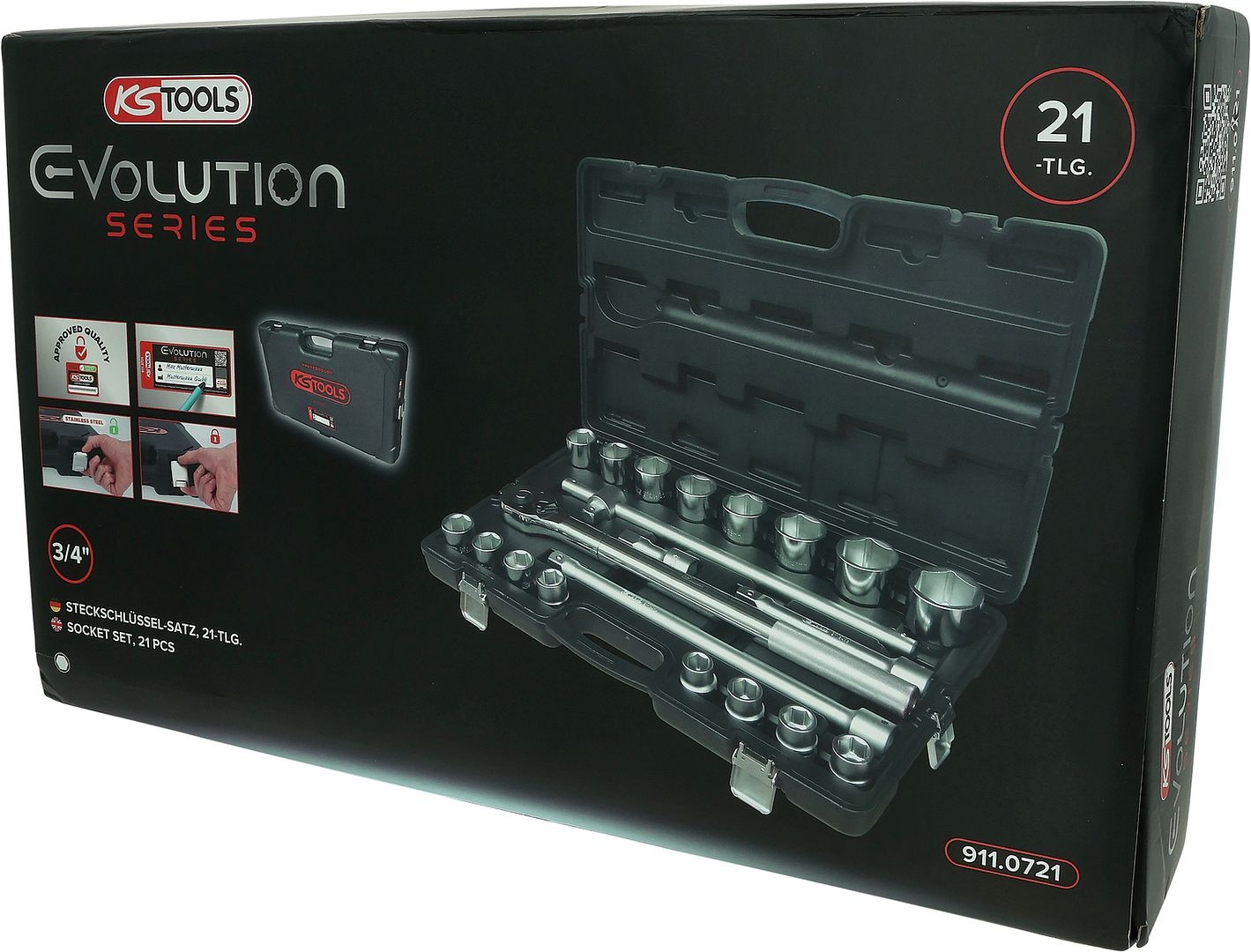 KS Tools 3/4" Dopsleutelset - 21 - delig - zeskant - 911.0721, foto 4 van 6