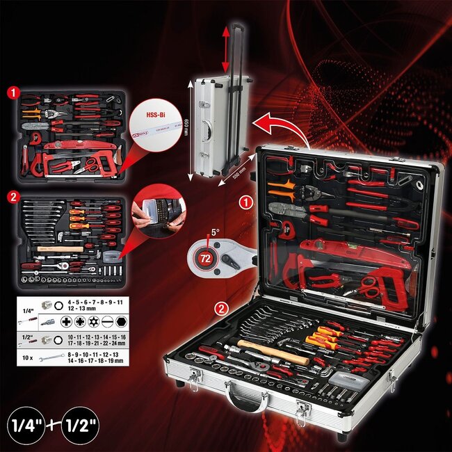 KS Tools 1/4"+1/2" Tool kit, 127 pcs - 911.0735