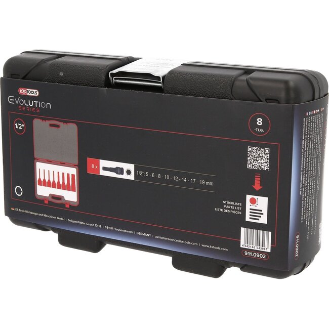 KS Tools 1/2" Kraft-Bit-Stecknuss-Satz, lang, 8-tlg - 911.0902