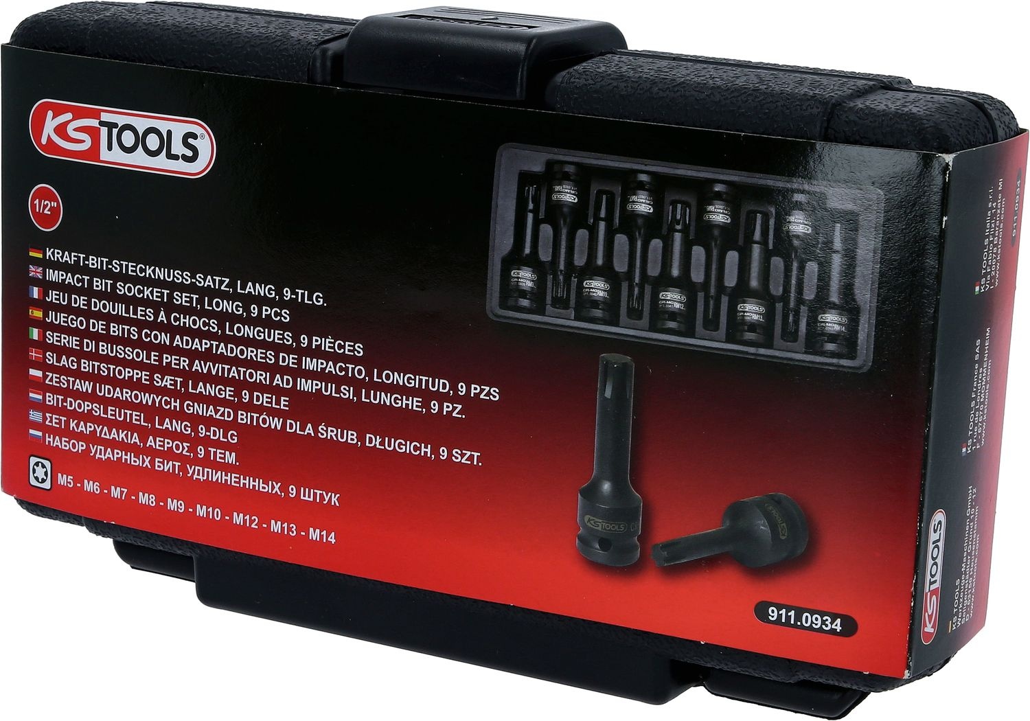 KS Tools 1/2" Bit-dopsleutelset RIBE - kracht - lang - 9 - delig - 911.0934, foto 4 van 6