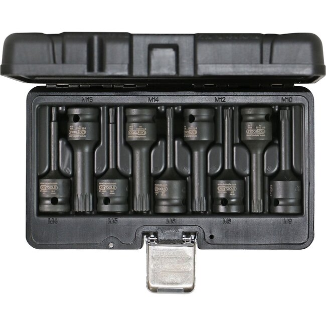 KS Tools 1/2" Impact bit socket set for spline(XZN) screws, 9 pcs - 911.0944
