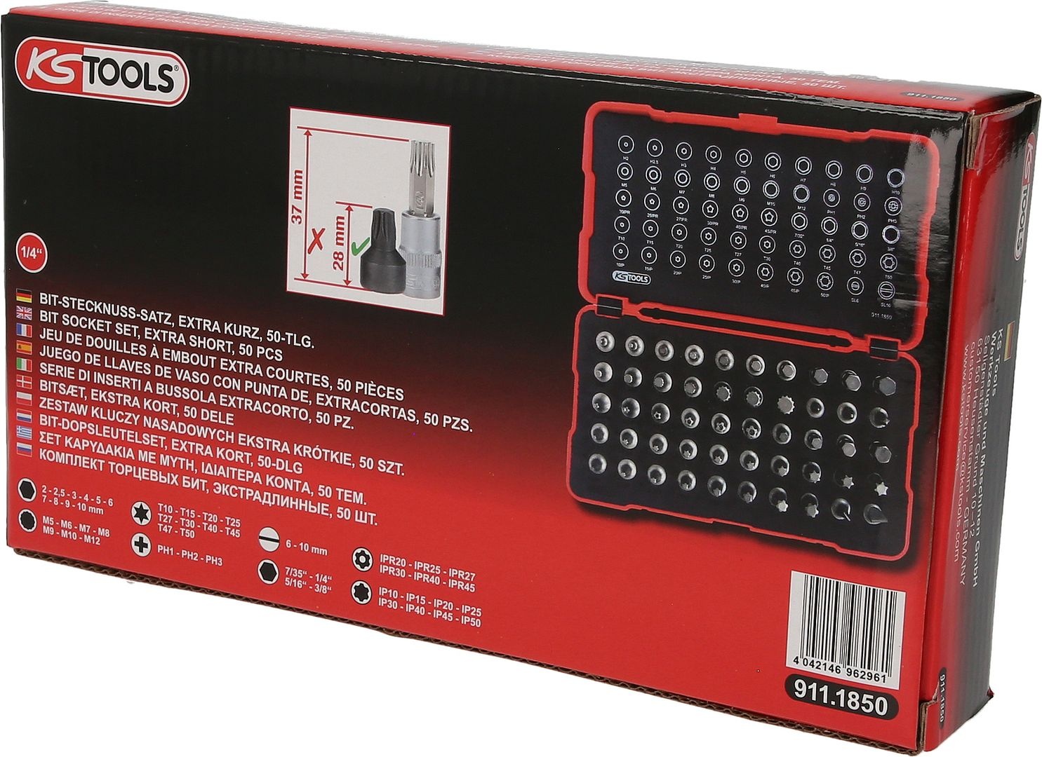 KS Tools 1/4" bit-dopsleutelset - extra kort - 50 - delig - 911.1850, foto 5 van 6