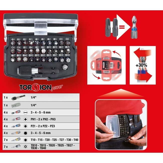 KS Tools 1/4" TORSIONpower bit box, 32 pcs - 911.3030