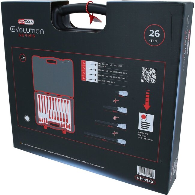 KS Tools Jeu de douilles à embout 1/2" pour vis à denture multiple (XZN), 26 pcs - 911.4540