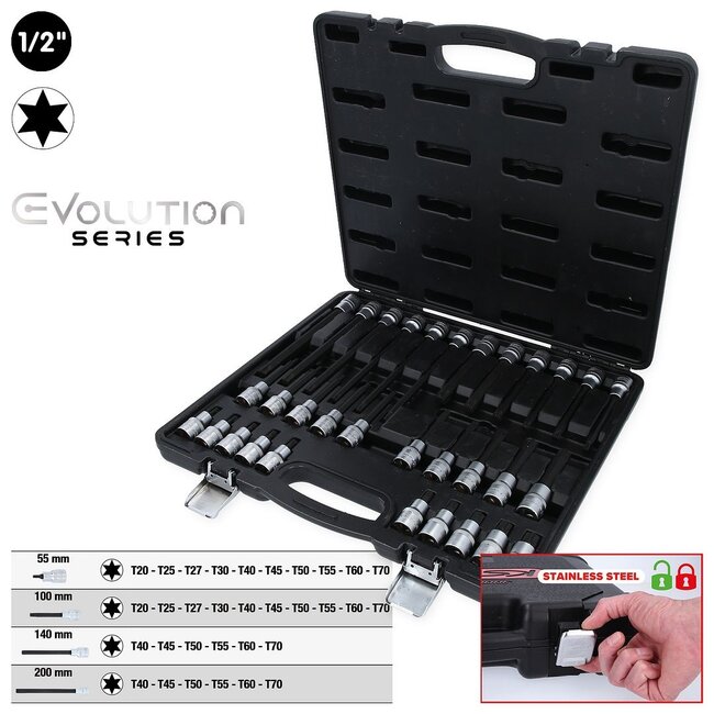 KS Tools 1/2" Bit-Stecknuss-Satz für Torx® Schrauben, 32-tlg - 911.4550