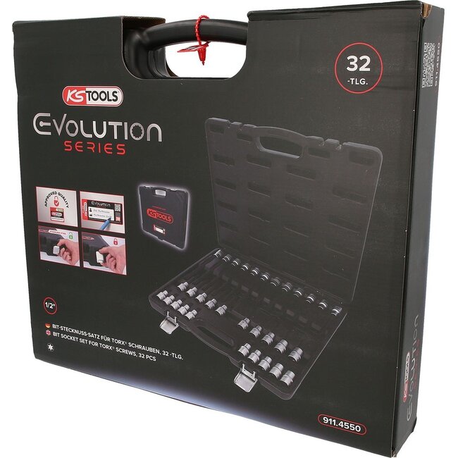 KS Tools 1/2" bit socket set for Torx® screws, 32 pcs - 911.4550