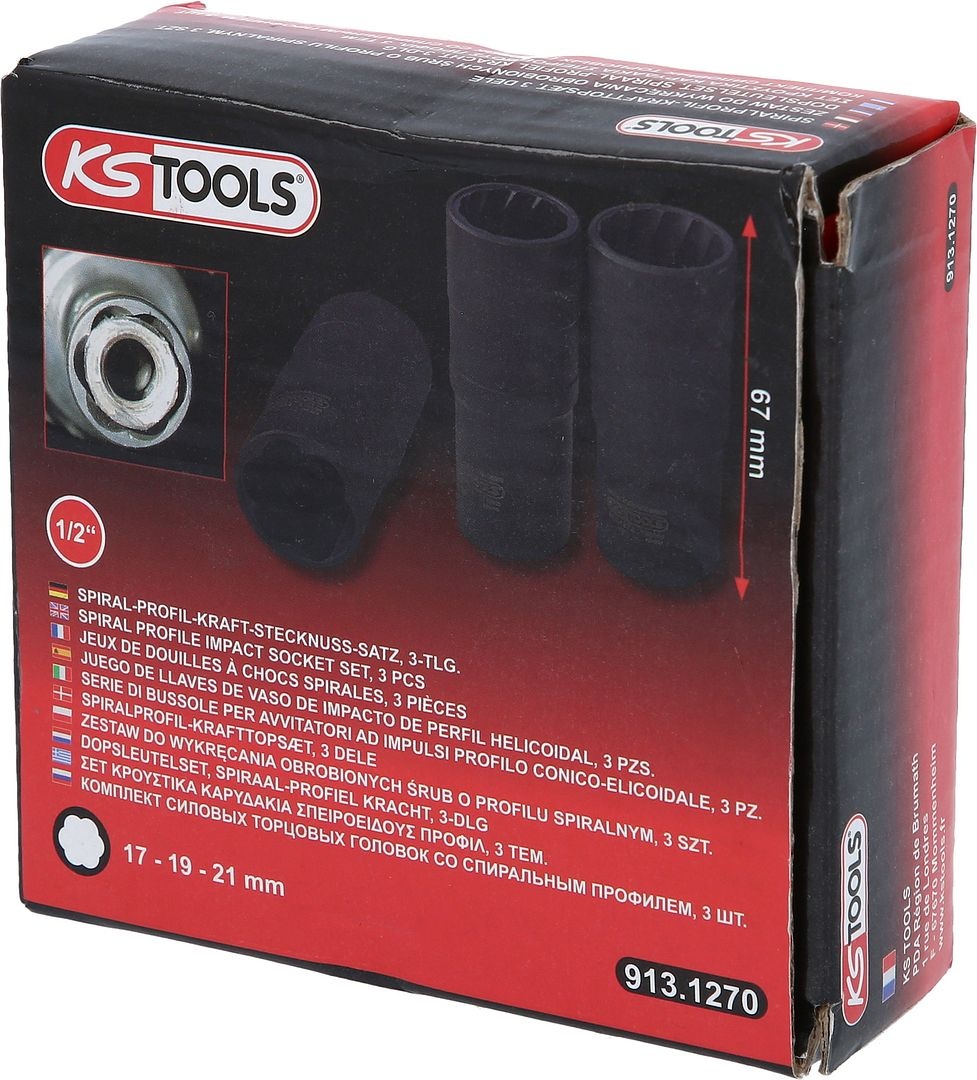KS Tools 1/2" Dopsleutelset - spiraal-profiel kracht - 3 - delig - 17-21mm - 913.1270, foto 4 van 6