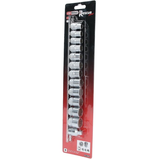 KS Tools 3/8" RESCUEpower Socket set, 13 pcs, 8-19mm - 913.3930