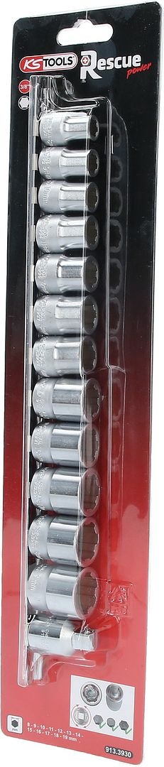 KS Tools 3/8" RESCUEpower Dopsleutelset - 13 - delig - 8-19mm - 913.3930, foto 4 van 6
