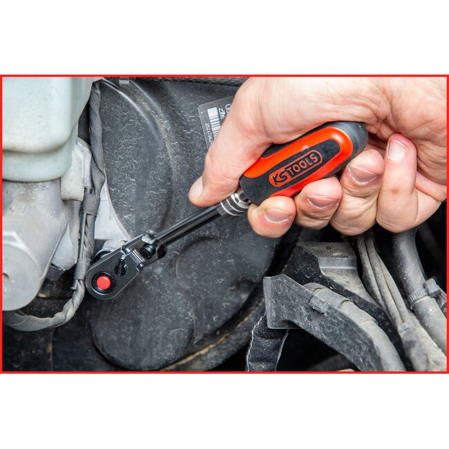 KS Tools 1/4" SlimPOWER telescopic-joint reversible ratchet, 72 teeth - 914.1420
