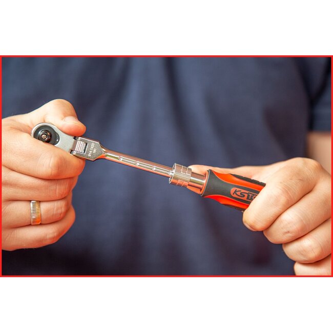 KS Tools 1/4" SlimPOWER telescopic-joint reversible ratchet, 72 teeth - 914.1420