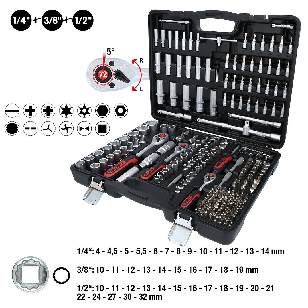 KS Tools 1/4"+3/8"+1/2" Dopsleutels - 255 - delig - 916.0255, foto 2 van 6