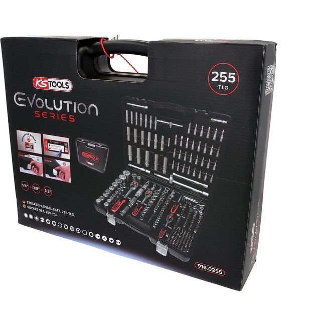 KS Tools 1/4"+3/8"+1/2" Socket set, 255 pcs - 916.0255