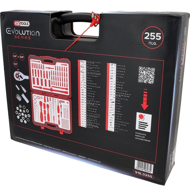 KS Tools 1/4"+3/8"+1/2" Socket set, 255 pcs - 916.0255