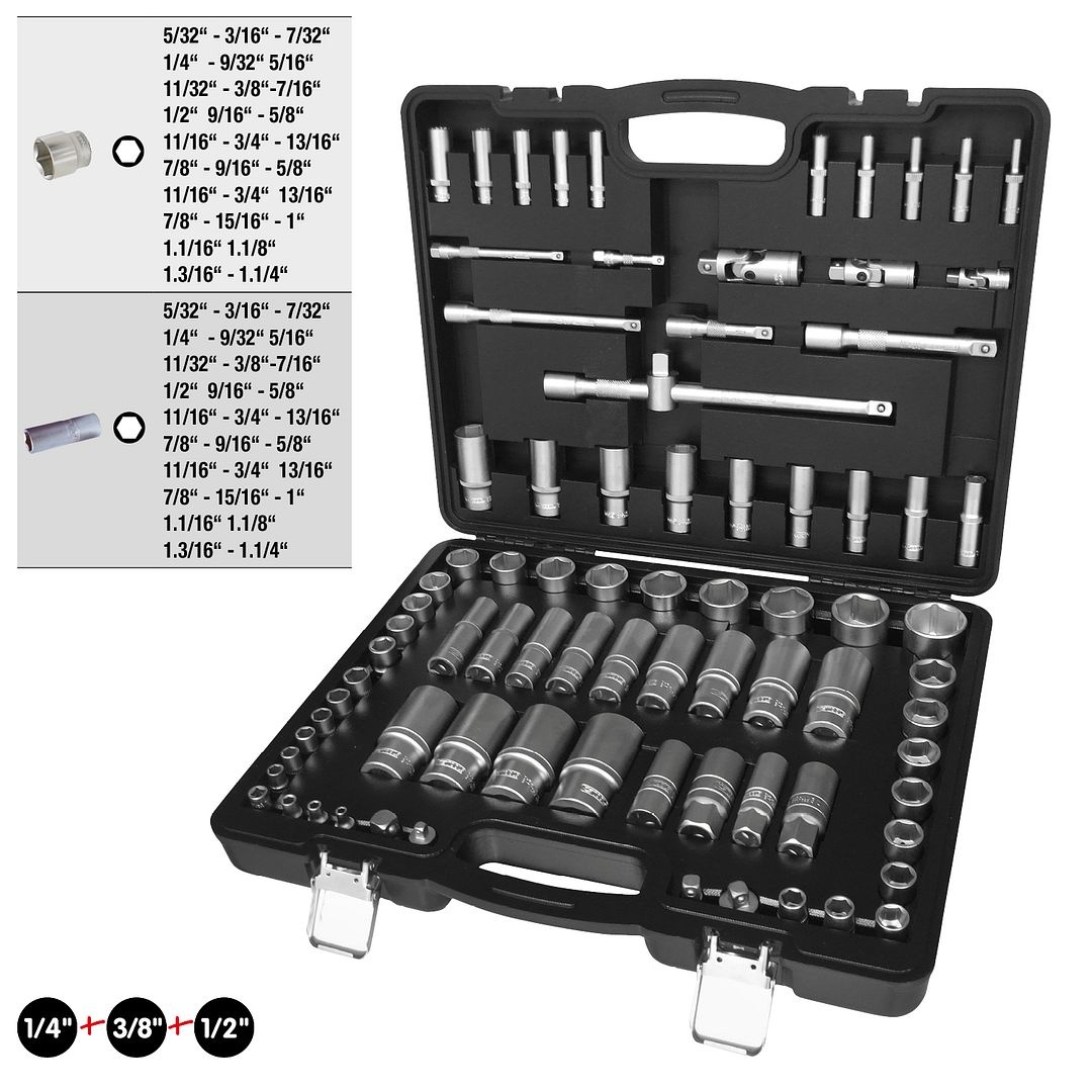 KS Tools 1/4"+3/8"+1/2" dopsleutelset - 82 dlg - Engelse maten - 917.0082, foto 2 van 6