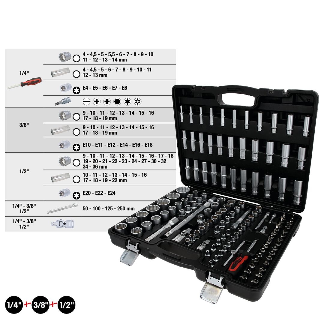 KS Tools 1/4"+3/8"+1/2" Dopsleutels - 133 - delig - 917.0133, foto 2 van 5