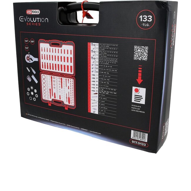 KS Tools 1/4"+3/8"+1/2" Socket set, 133 pcs - 917.0133