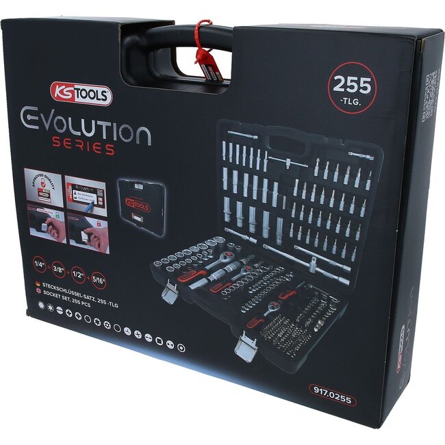KS Tools 1/4"+3/8"+1/2" Coffret de douilles, 255 pièces - 917.0255