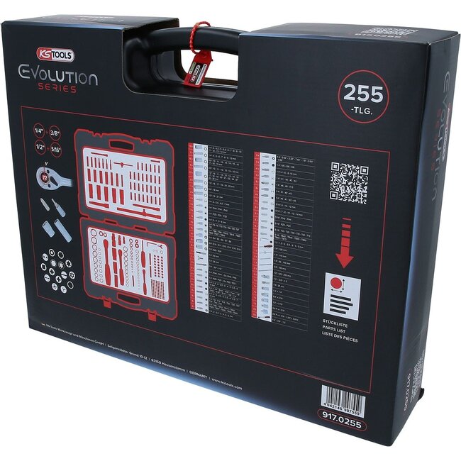KS Tools 1/4"+3/8"+1/2" Coffret de douilles, 255 pièces - 917.0255