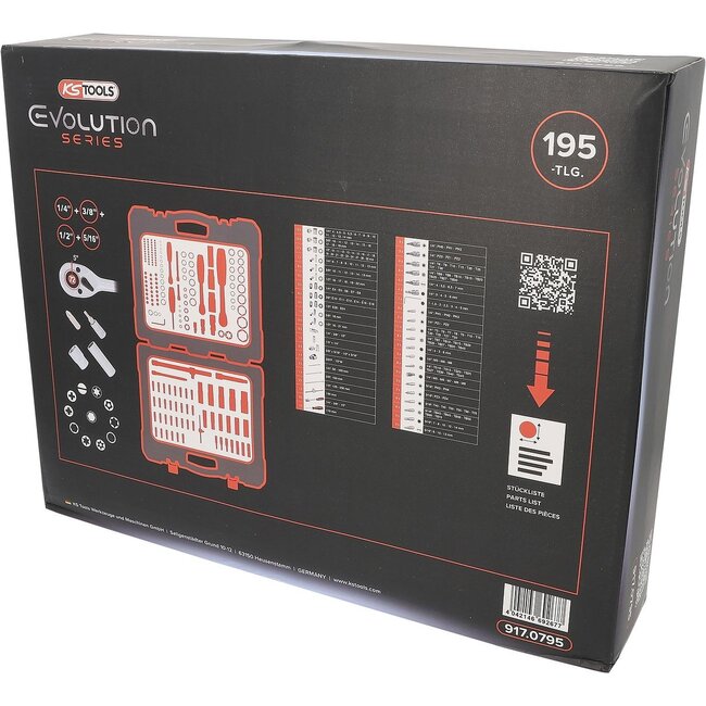 KS Tools 1/4" + 3/8" + 1/2" Socket set, 195 pcs - 917.0795