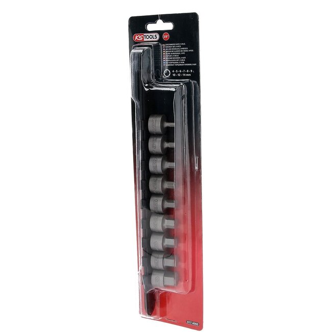 KS Tools 3/8" bit-dop inbus - kort - 9 - delig - 4 - 14 mm - 917.4000