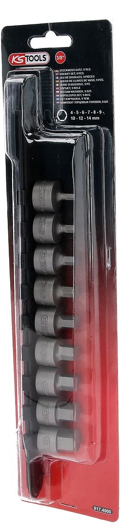 KS Tools 3/8" bit-dop inbus - kort - 9 - delig - 4 - 14 mm - 917.4000, foto 4 van 6