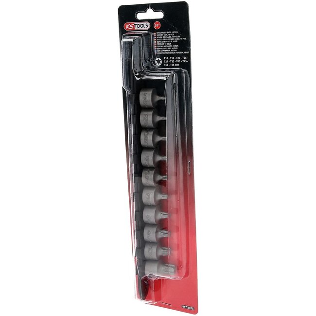 KS Tools 3/8" Bit-Stecknuss-Satz Torx, kurz, 10-tlg T10-T55 - 917.4015