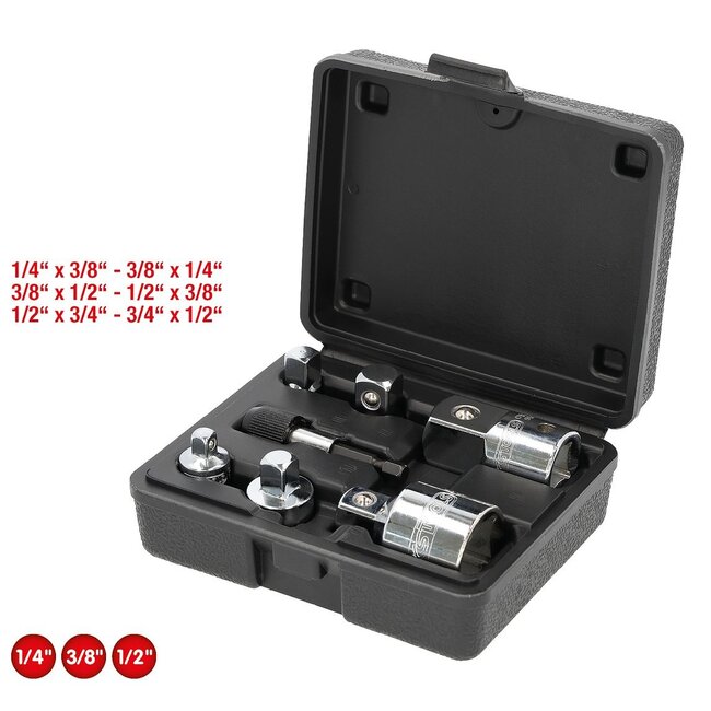 KS Tools 1/4"+3/8"+1/2"+3/4" Jeu d'augmentateurs réducteurs CHROMEplus, 7 pcs - 918.0707