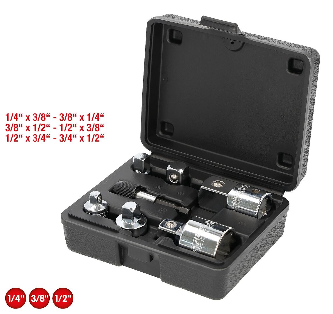 KS Tools 1/4"+3/8"+1/2"+3/4" CHROMEplus Verloop-adapterset - 7 - delig - 918.0707, foto 2 van 6