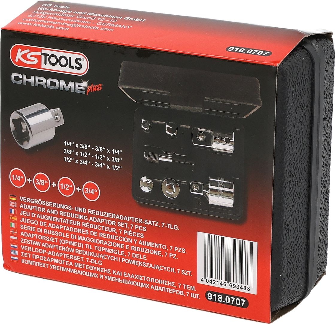 KS Tools 1/4"+3/8"+1/2"+3/4" CHROMEplus Verloop-adapterset - 7 - delig - 918.0707, foto 5 van 6