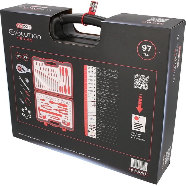 KS Tools 1/4"+1/2" CHROMEplus Universal-Werkzeug-Satz, 97-tlg - 918.0797