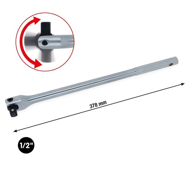 KS Tools 1/2" CHROMEplus Gelenk-Steckgriff, 378mm - 918.1291