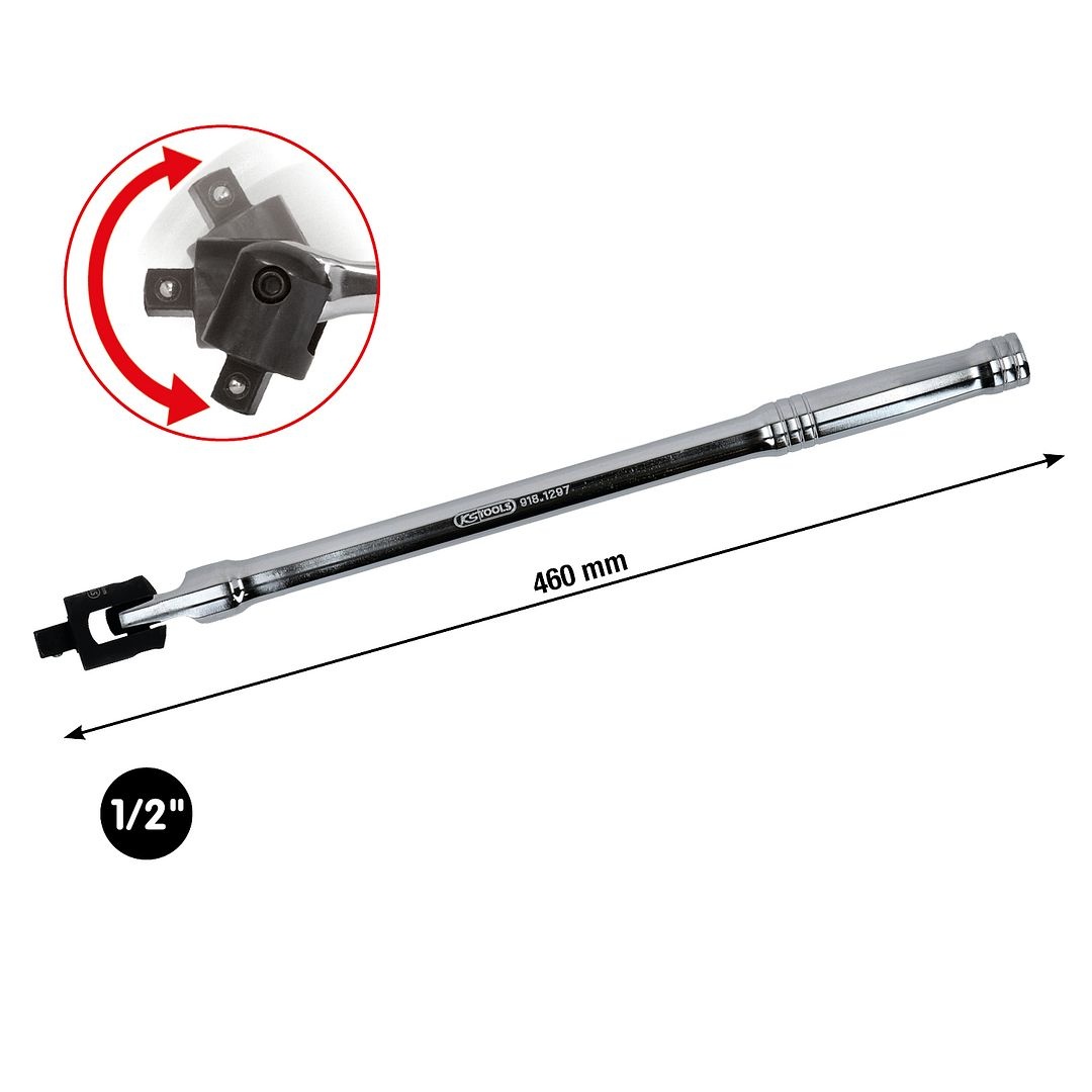 KS Tools 1/2" CHROMEplus Wringijzer met kniegewricht - 460mm - 918.1297, foto 2 van 6