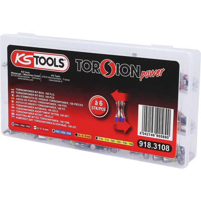 KS Tools TORSIONpower Bit-Sortiment, 108-tlg - 918.3108
