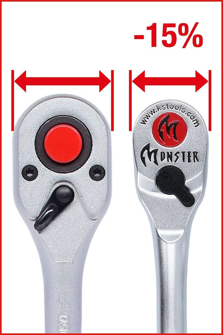 KS Tools 3/8" Monster Omschakelbare ratel - 96 tanden - 935.3890, foto 5 van 6