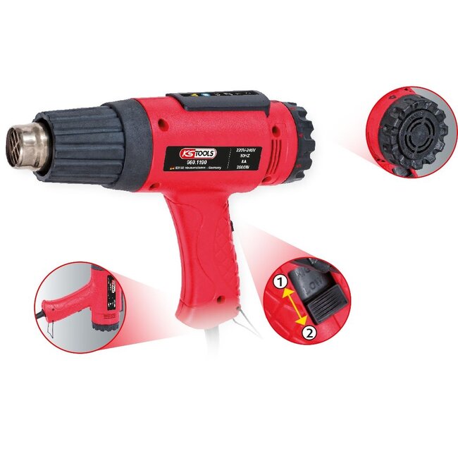 KS Tools Heat air blow gun set with 4 attachments - 960.1190