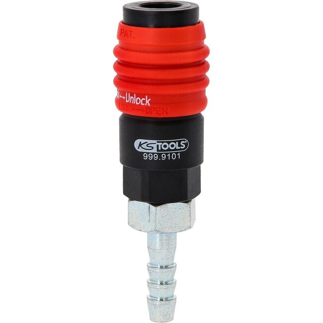 KS Tools 3in1 Universal-Druckluft-Sicherheitskupplung, 9 mm mit Schlauchtülle - 999.9101