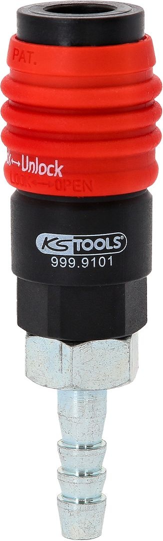 KS Tools 3-in-1 universele persluchtveiligheidskoppeling - 9 mm met slangtule - 999.9101, foto 4 van 6